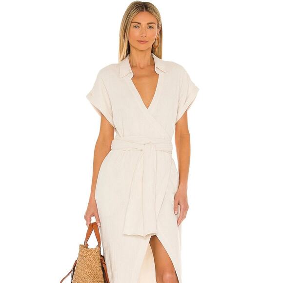 Revolve L'Academie Danica Midi Dress in Ivory Cotton Size M NWT